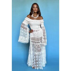 ANTICA SARTORIA LONG LACE OFF SHOULDER GORGEOUS WHITE DRESS
